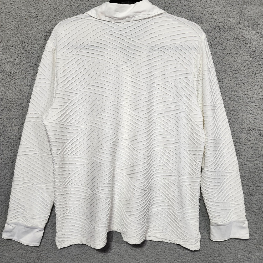 Chicos White Long Sleeve Button Up Shirt Size‎ 3 Ribbed Textured Stretch Comfort - Picture 3 of 7